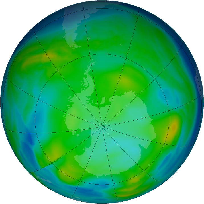 Antarctic ozone map for 03 July 2006